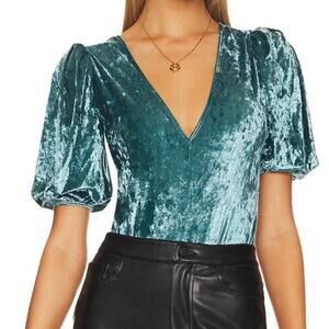 NWT Free People Don't You Wish Velvet Bodysuit Deep Teal Women's Small